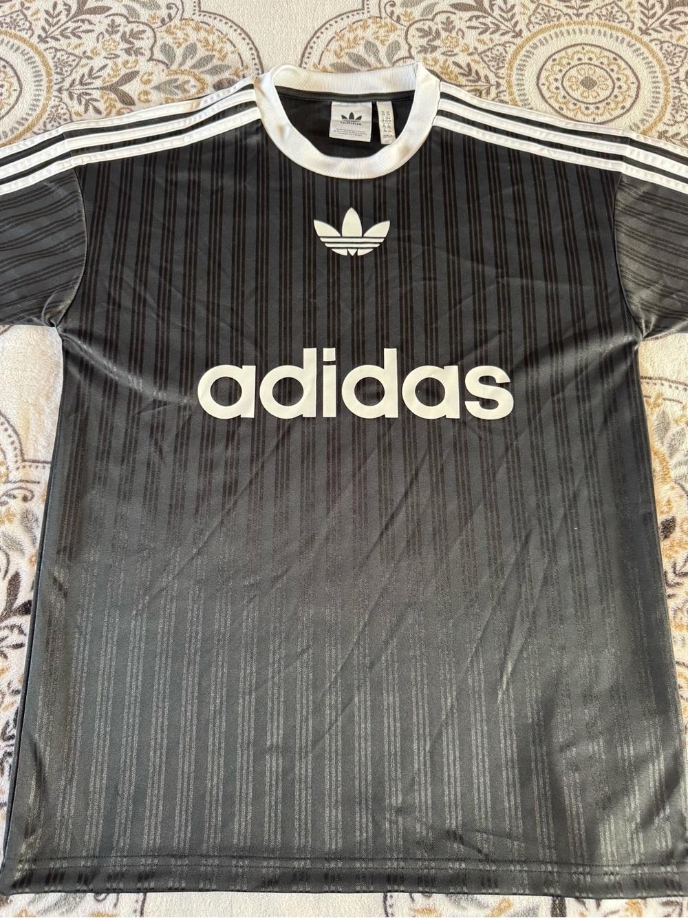 adidas Black Short-Sleeve Logo Jersey with White Accents